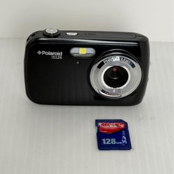 Polaroid iS126 Digital Camera Black 12MP With 128 MB SD Card Tested & Working