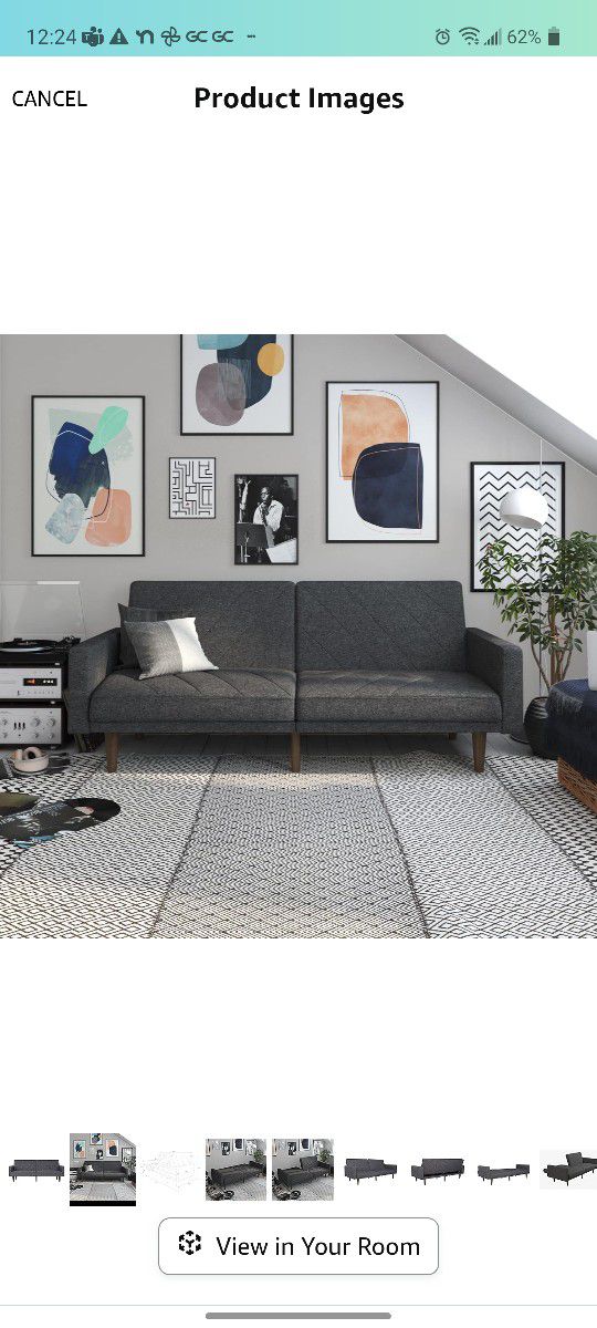 Like New - Gray Futon Convertible Sofa Couch