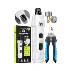 Lopsic 2 in 1 Upgraded Electric Pet Nail Grinder and Clipper Trimming Kit, White