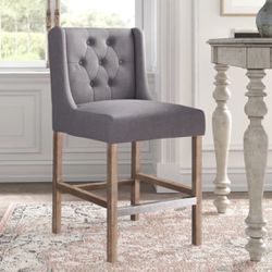 Upholstered bar stools - Set Of 2 - Light Grey