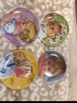 Set of 4 Vintage Decorative Child Portrait Plates