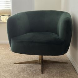 Accent Chair Forest Green Velvet Swirl 