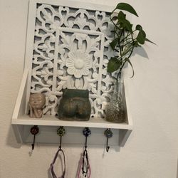 Wall Shelf With Hooks MOVING NEED GONE ASAP