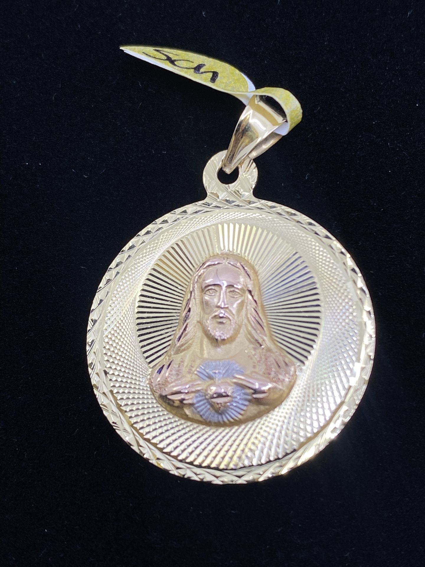 $475 Three Tone Gold Double Sided Religious Charm Pendant