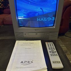 13” APEX AT1314DV Color CRT TV W/ Built In DVD Player