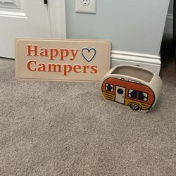 Happy Camper Sign And Planter 