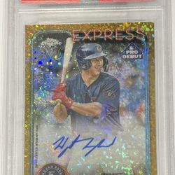 PSA 10 /50 Auto Wyatt Langford 2024 Top Pro Debut Gold Mini Diamond Refractor