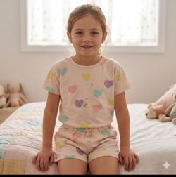 Girls Zara Pastel Heart Print Top and Shorts Set for 6 years