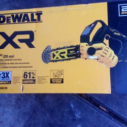 DeWalt XR 20 Volt Cordless And Brushless Pruning Chainsaw 8" Bar. 