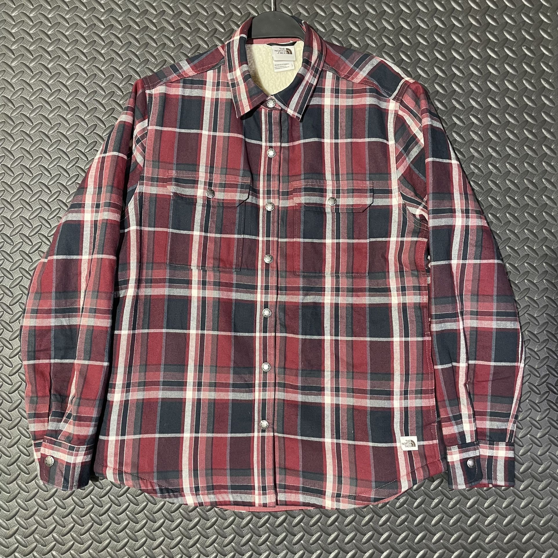 The North Face Campshire Flannel Jacket Snap Sherpa Lined Plaid Mens Size Large