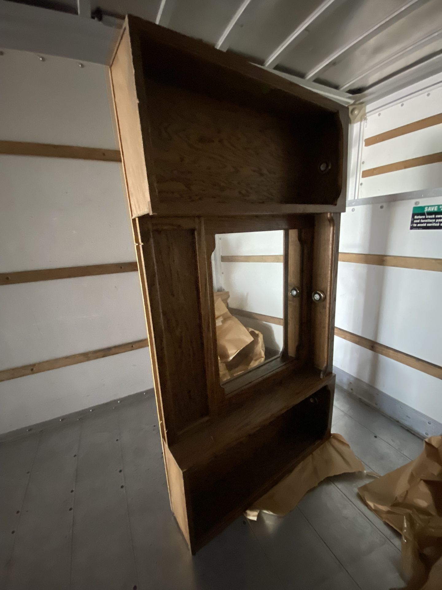 Large Oak Bedroom Headboard Built In Lighting Mirror