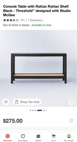 Console Table with Woven Rattan Shelf