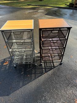 Foldable Origami 4 Basket Rolling Storage Cart
