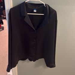 Silk Black Button Up Shirt 