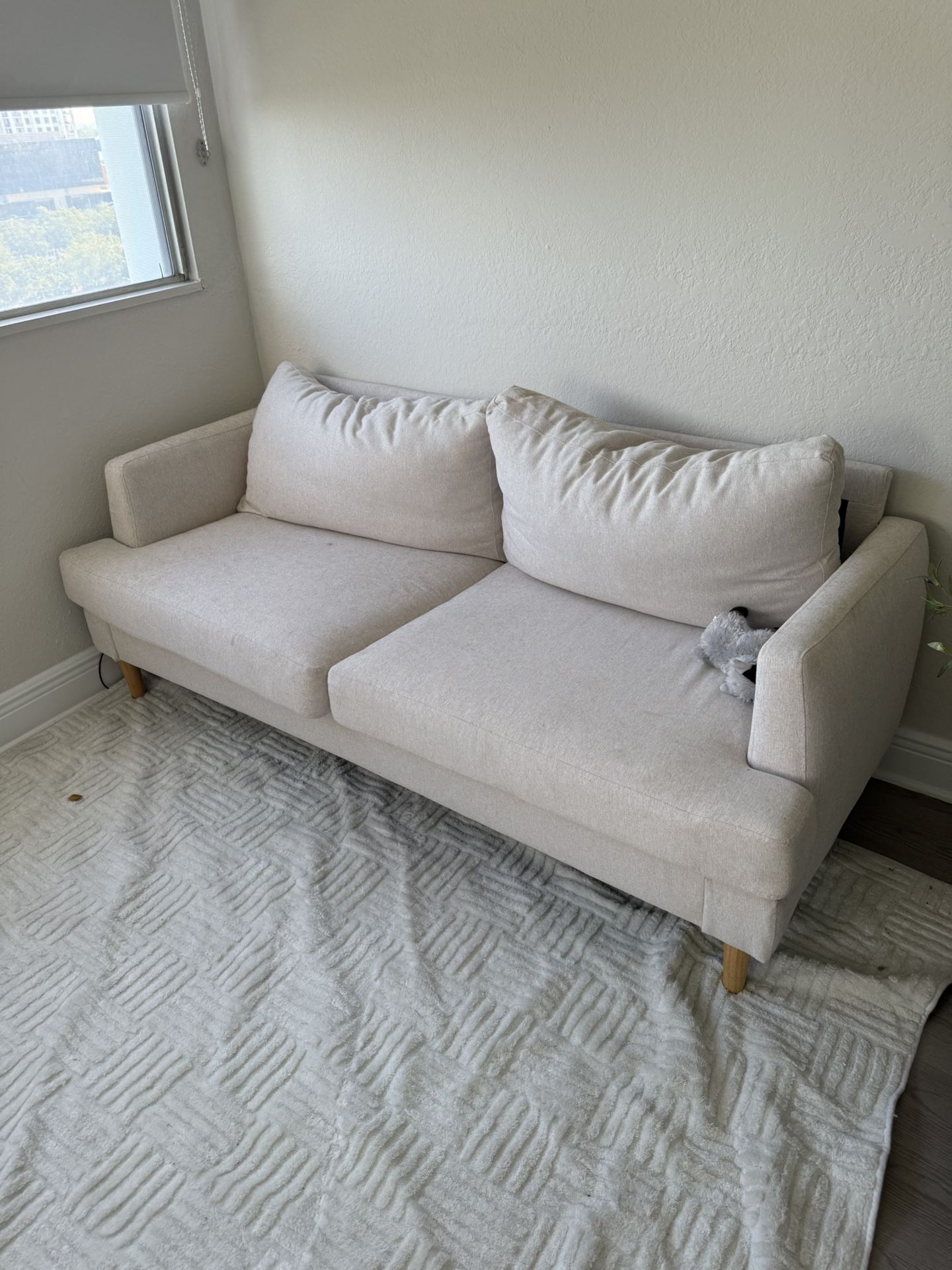 Small Couch + white Rug - $115 For Both NEED GONE