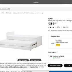 Twin Bed frame (double Bed) with storage & 2 mattresses 