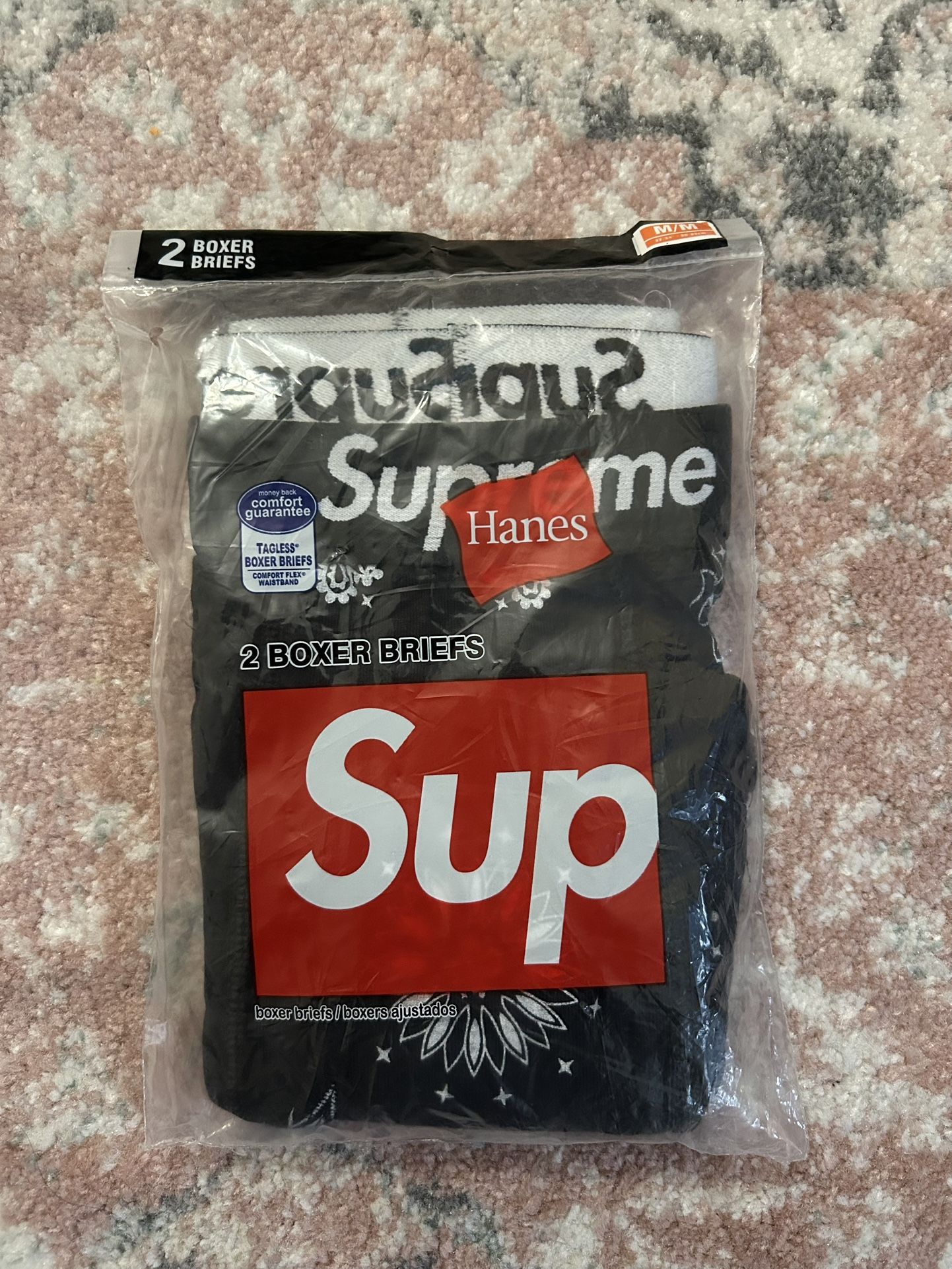 Supreme Hanes Bandana Boxer Briefs (2 Pack) Black