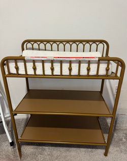 Vintage style Metal changing table with shelves
