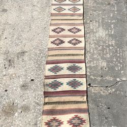 Very Old Mexican Wool Runner And Poncho 