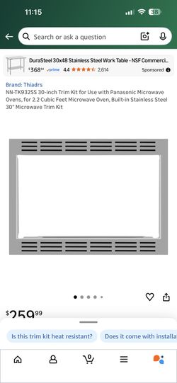 NN-TK932SS 30-inch Trim Kit for Use with Panasonic Microwave Ovens, for 2.2 Cubic Feet Microwave Oven, Built-in Stainless Steel 30" Microwave Trim Kit