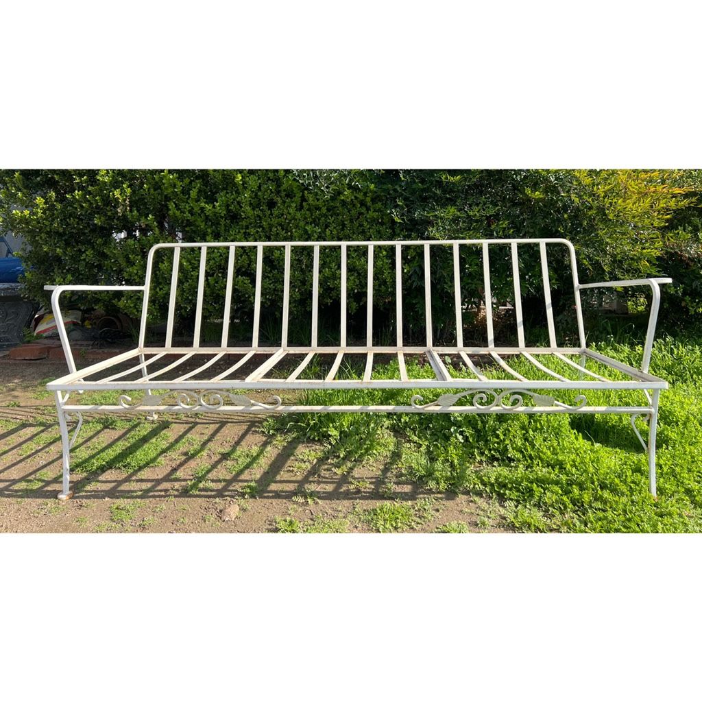Vintage Wrought Iron 3 Seat Outdoor  Bench 