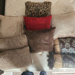 9 Assorted Throw Pillows 