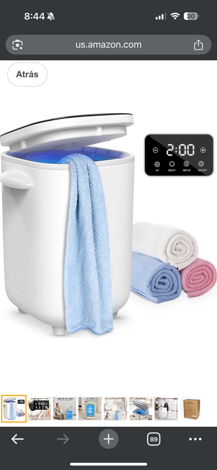Towel Warmer Bucket, 40L Luxury Towel Warmer with UV Lamp, LED Display, Aromatherapy Disc Holder
