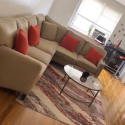 Tan Down Sectional Couch 