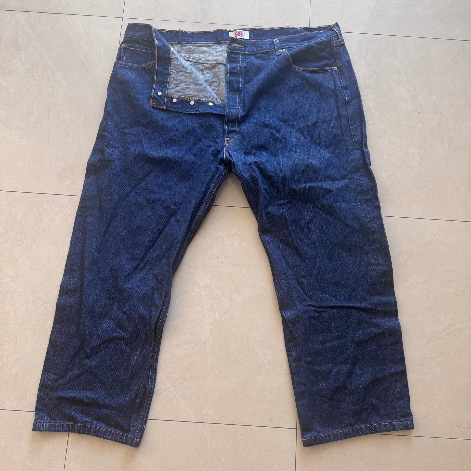 Levis 501 Jeans Mens 46x32 Blue Button Fly Straight Leg Denim Big & Tall