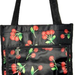 Wild Cherry Print Tote Bag With Coin Purse 13x12x4.5