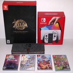 Nintendo Switch White OLED w/ 5 Games Zelda Collector's Edition LOT