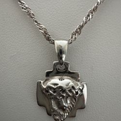 Sterling Silver Jesus Cross Pendant Necklace 20"