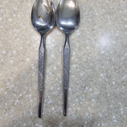 Winthrop by Stanley Roberts Flatware Fiddle Fern Pattern MCM set Of 2 8.5"