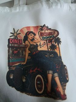 rockabilly canvas tote bag pin up