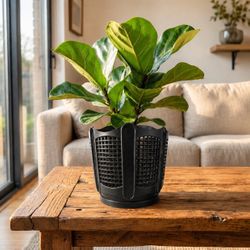 Vintage Rosellplast AB Sweden Planter Black Geometric Scandinavian Modern Pot Signed Mid Century Last Lightweight Pot Vessel MCM Rare Signed Made Swed