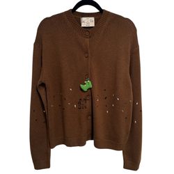 TBH Cashmere Brown Fun Unisex Cardigan New
