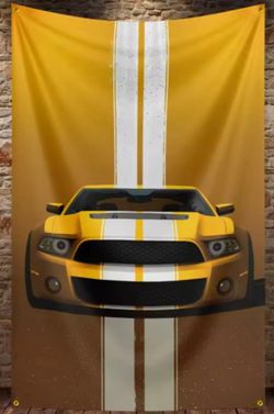 Mustang Muscle & Yellow Blaze Legend In Motion Backdrop Wall Tapestry 24"× 35"