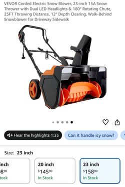 VEVOR 23-Inch Corded Electric Snow Blower