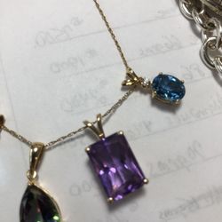 14 Kt Real Gold, Not Plated Rainbow( Mystic) Topaz Pendant With This Necklace 