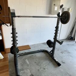 Squat Rack/Bench Rack/ Barbell With Weights 