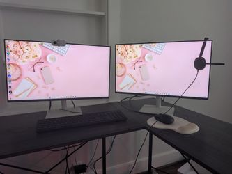 Dell Desktop dual monitors headset webcam