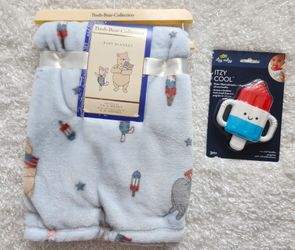 Patriotic Baby  Blanket w/teether $28
