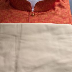 New Men's small - medium Orange Kurta Cream Pajama Set