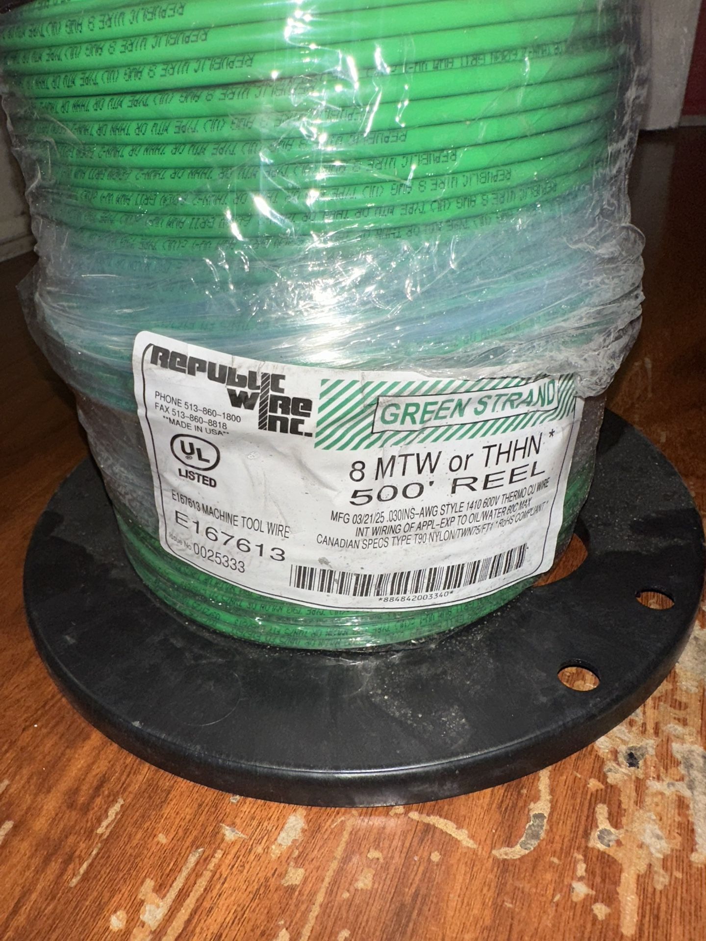 500 ft. 8 Gauge Green Stranded Copper THHN Wire