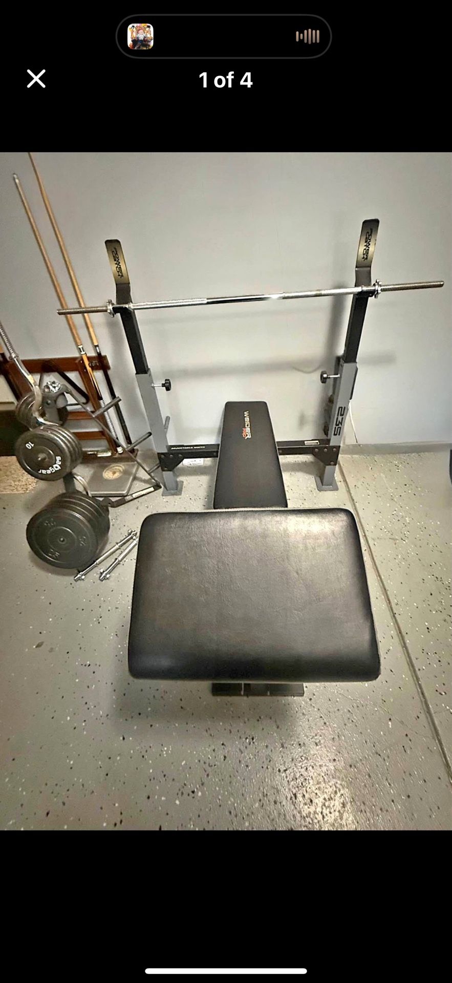 Weight Bench, Weight Tree and Pull-up Bar with Ab Raiser and Dip Station.