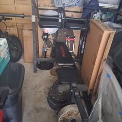 Solid incline & decline olympic bench +bar+weights