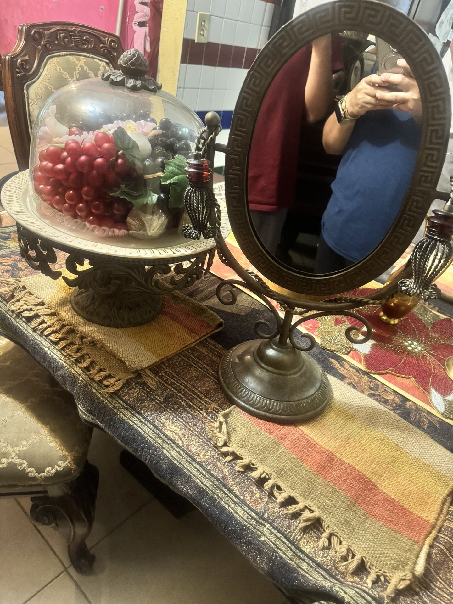 Antique Mirror And Bread Holder With Furniture