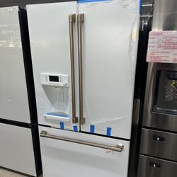 GE Cafe French Door 3 Door Refrigerator With Hot Water In Matte White Up To 50% Off Only $10 Down