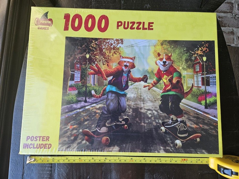 New Factory Sealed 1000 Piece Puzzle with Skateboarding Cats