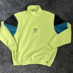 PUMA Rebel Fleece Half-Zip Sharp Green Blue Outdoor | Men Large 